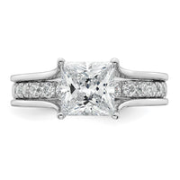 14kw 2 1/2ct Lab Grown Diamond VS+ F+ Princess Comp Engagement Ring