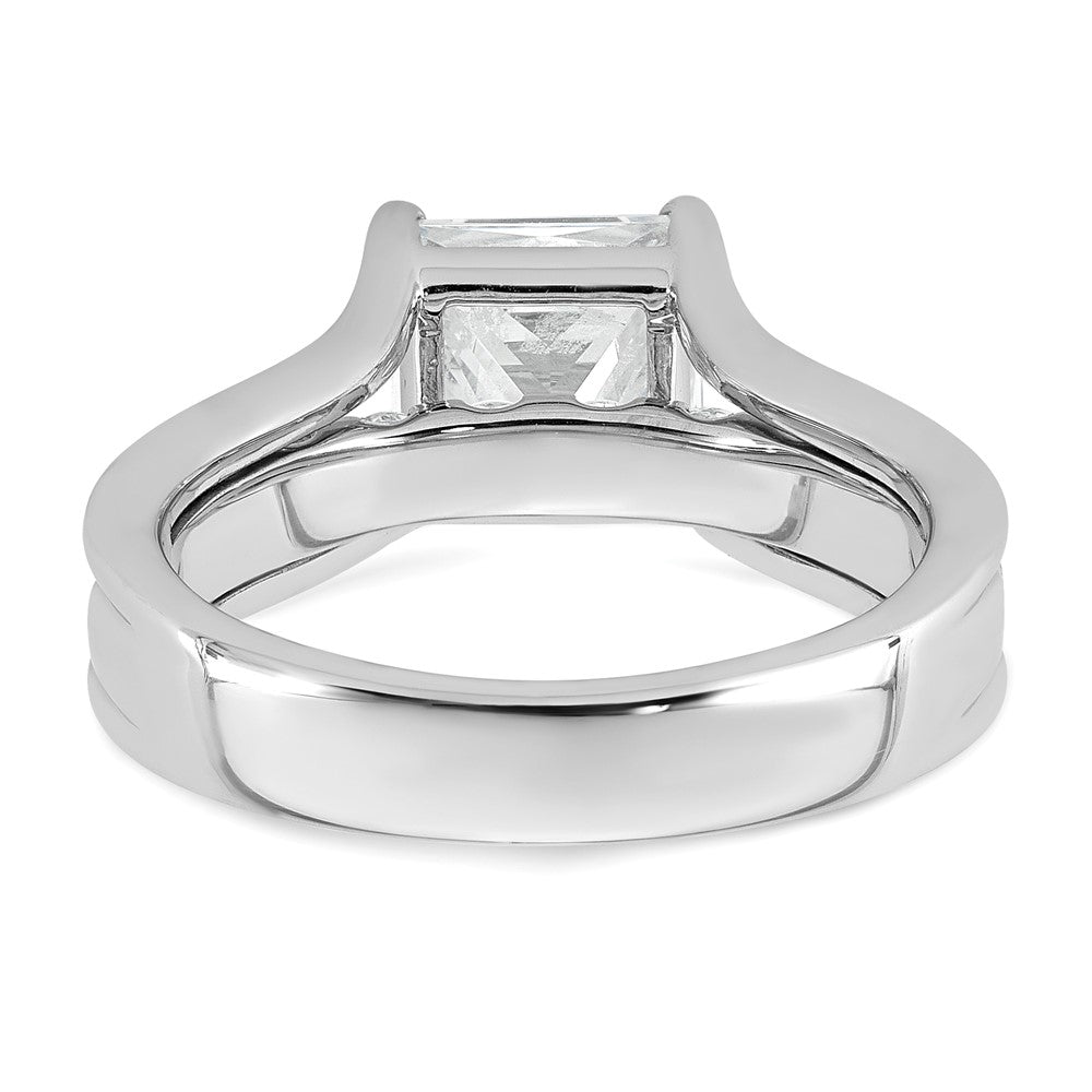 14k White Gold 3 1/6ct Lab Grown Diamond VS+ F+ Princess Comp Eng Ring