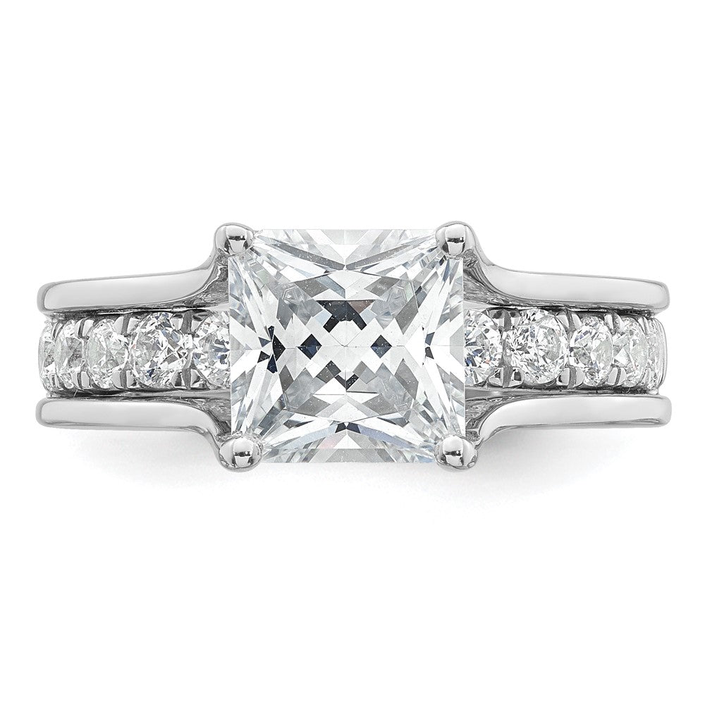 14k White Gold 3 1/6ct Cert Lab Grown Dia VS+ F+ Princess Comp Eng Ring