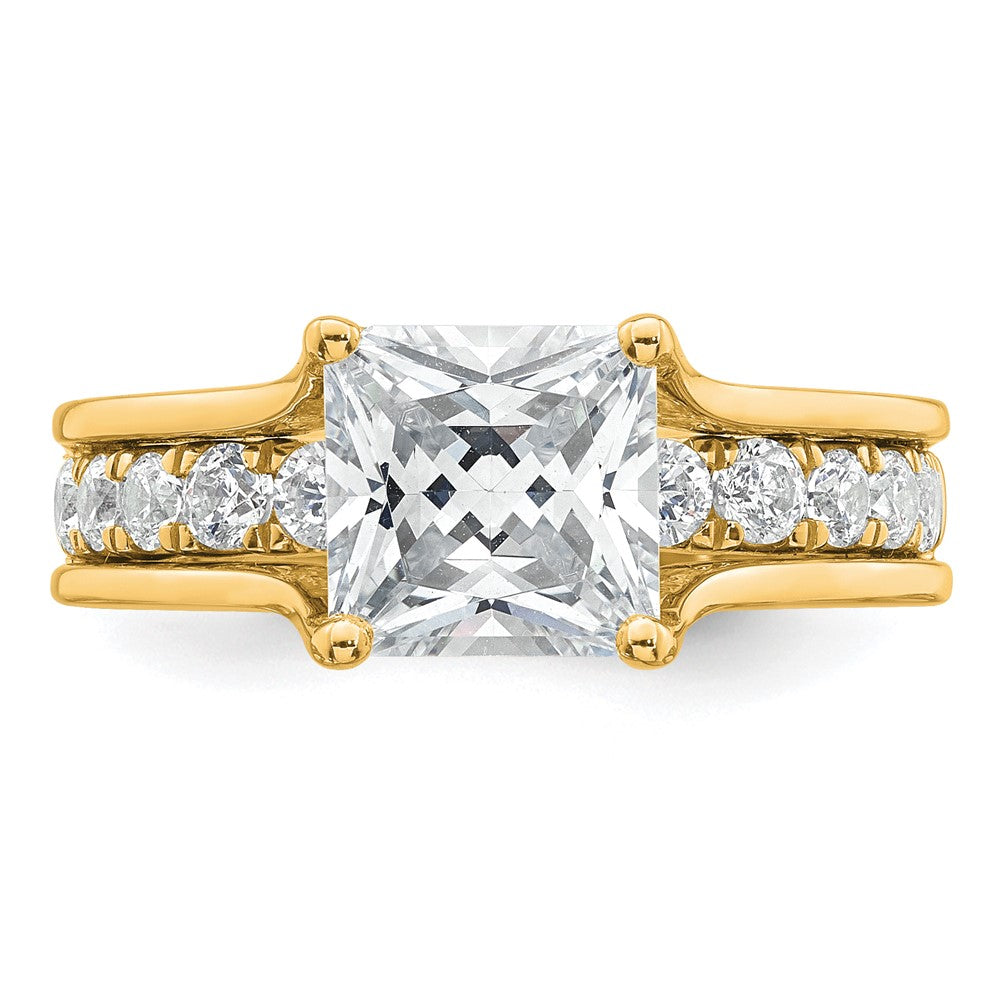 14k 3 1/6ct Certified Lab Grown Diamond VS+ F+ Princess Complete Eng Ring