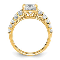 14k 3 3/8ct Lab Grown Diamond VS+ F+ Cushion Comp Eng Ring