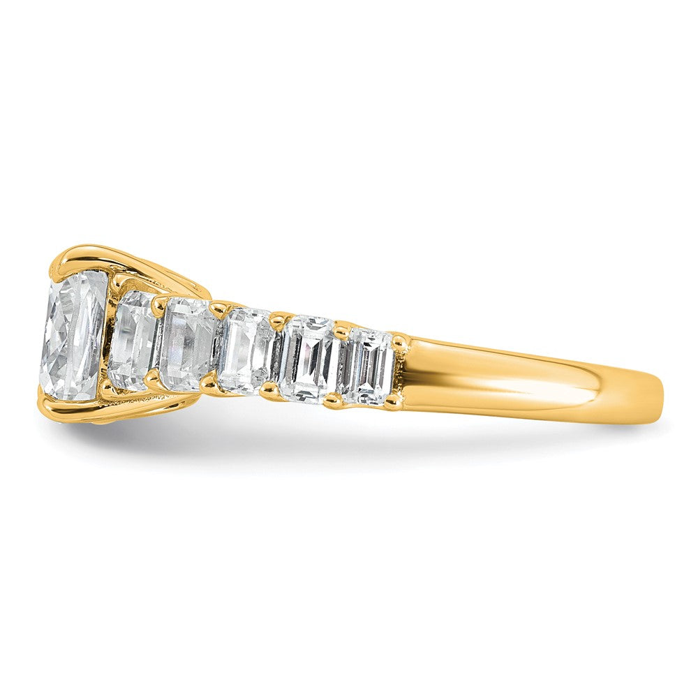 14k 3 3/8ct Lab Grown Diamond VS+ F+ Cushion Comp Eng Ring