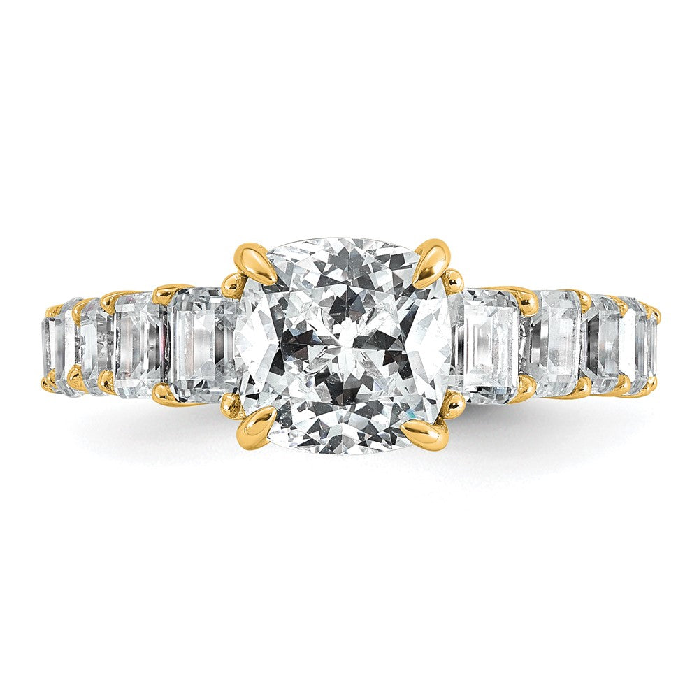 14k 3 3/8ct Lab Grown Diamond VS+ F+ Cushion Comp Eng Ring
