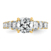 14k 3 3/8ct Lab Grown Diamond VS+ F+ Cushion Comp Eng Ring