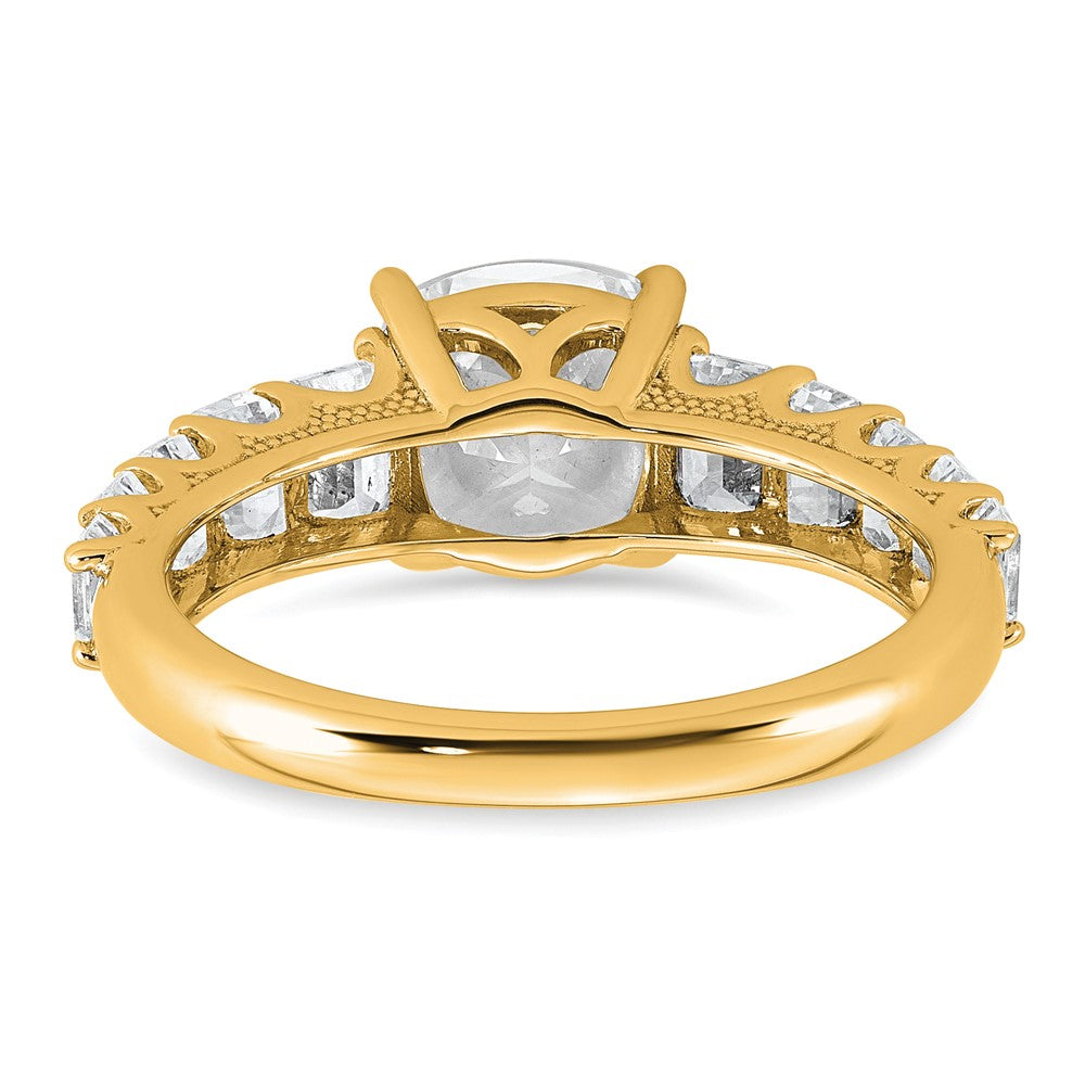 14k 3 3/8ct Lab Grown Diamond VS+ F+ Cushion Comp Eng Ring