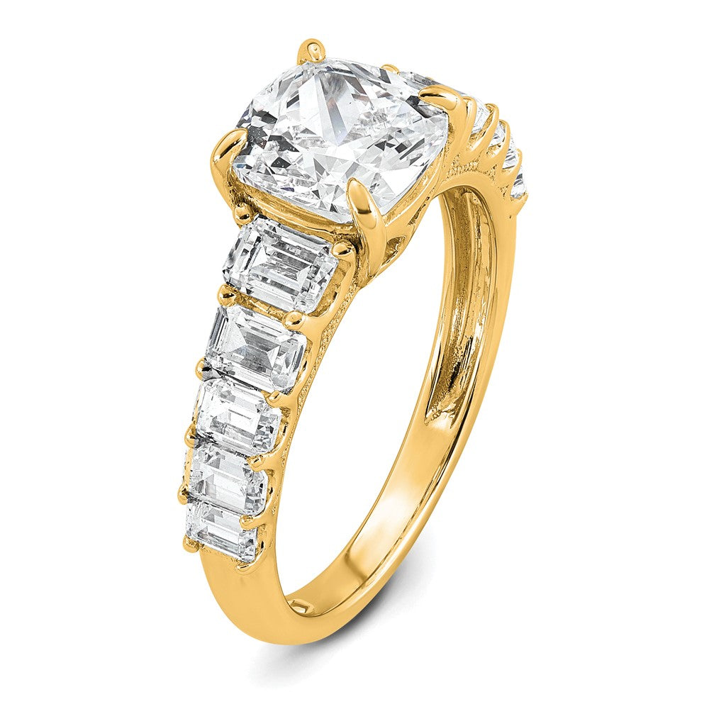 14k 3 3/8ct Lab Grown Diamond VS+ F+ Cushion Comp Eng Ring