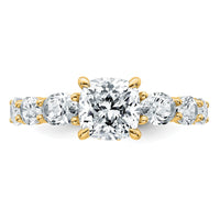 14k 3 3/4ct Certified Lab Grown Diamond VS+ F+ Cushion Comp Eng Ring