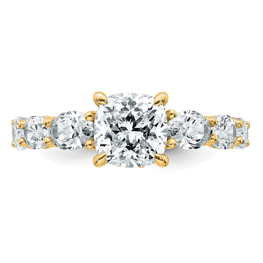 14k 3 3/4ct Lab Grown Diamond VS+ F+ Cushion Semi-mnt Eng Ring