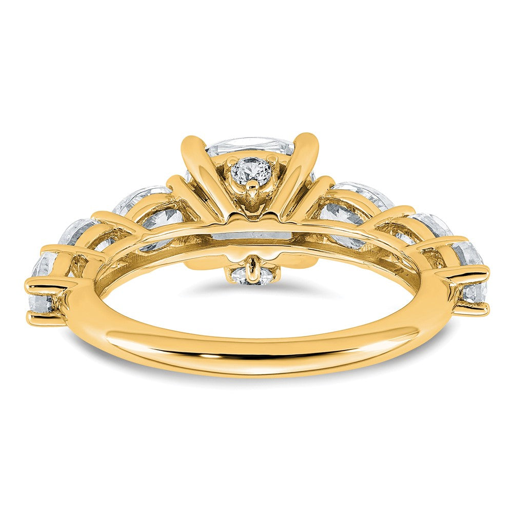 14k 3 3/4ct Lab Grown Diamond VS+ F+ Cushion Semi-mnt Eng Ring