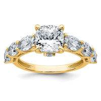 14k 3 3/4ct Lab Grown Diamond VS+ F+ Cushion Semi-mnt Eng Ring