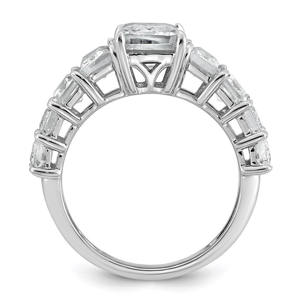 14kw 5ct Lab Grown Diamond VS+ F+ Emerald Comp Shared Prong Eng Ring