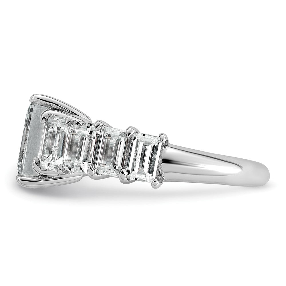 14kw 5ct Lab Grown Diamond VS+ F+ Emerald Comp Shared Prong Eng Ring