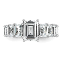 14kw 5ct Lab Grown Diamond VS+ F+ Emerald Comp Shared Prong Eng Ring