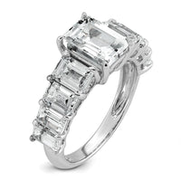 14kw 5ct Lab Grown Diamond VS+ F+ Emerald Comp Shared Prong Eng Ring