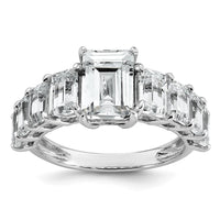 14kw 5ct Lab Grown Diamond VS+ F+ Emerald Comp Shared Prong Eng Ring