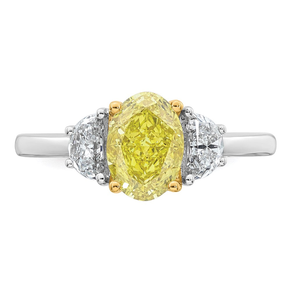 14ktt Lab Grown Dia. Oval VS+ Cert. Vivid Yellow & Half Moon VS+ F+ Ring