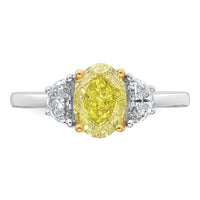 14ktt Lab Grown Dia. Oval VS+ Cert. Vivid Yellow & Half Moon VS+ F+ Ring