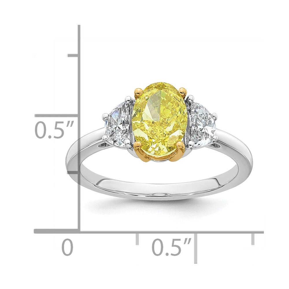 14ktt Lab Grown Dia. Oval VS+ Cert. Vivid Yellow & Half Moon VS+ F+ Ring