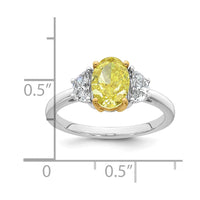 14ktt Lab Grown Dia. Oval VS+ Cert. Vivid Yellow & Half Moon VS+ F+ Ring