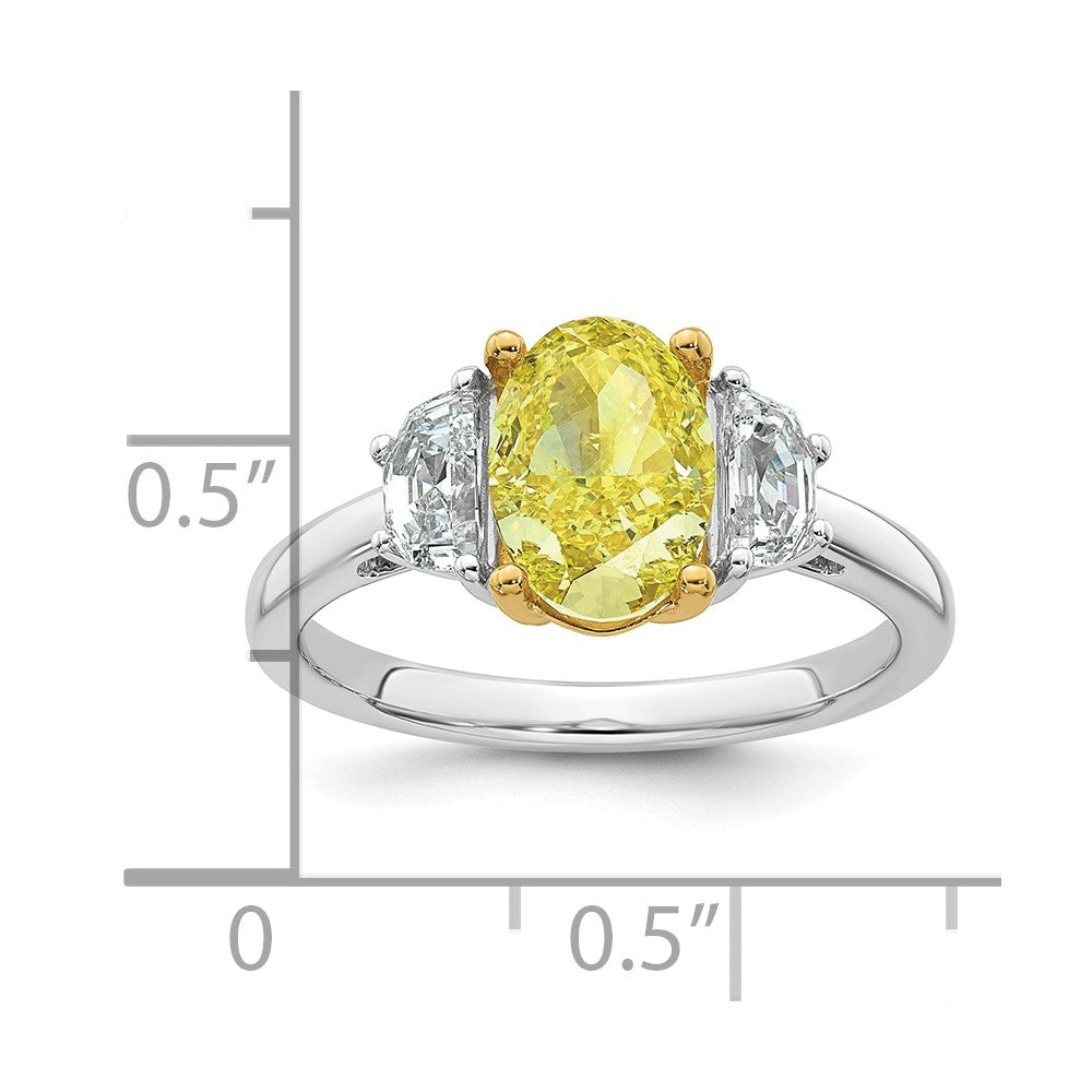 14ktt Lab Grown Dia. Oval VS+ Cert. Vivid Yellow & Half Moon VS+ F+ Ring
