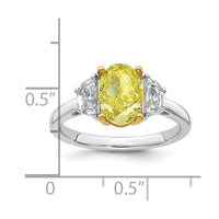 14ktt Lab Grown Dia. Oval VS+ Cert. Vivid Yellow & Half Moon VS+ F+ Ring