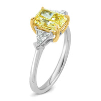 Emma Grace 14ktt 2 3/8ct Lab Grown Dia Cert Vivid Yellow & VS+ F+ Comp Ring