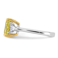 14ktt Lab Grown Dia. Radiant VS+ Cert. Vivid Yellow & Triangle VS+ F+ Ring