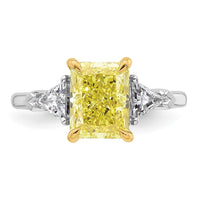 14ktt Lab Grown Dia. Radiant VS+ Cert. Vivid Yellow & Triangle VS+ F+ Ring
