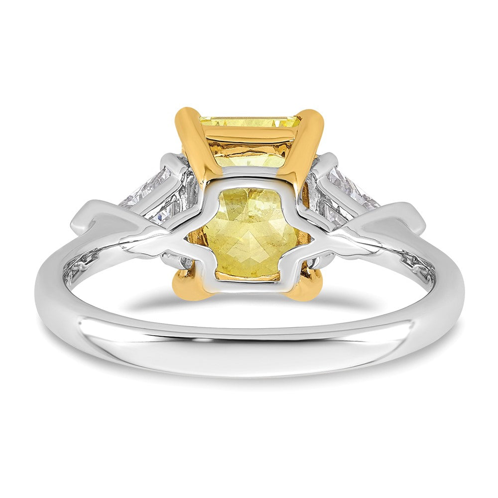 14ktt Lab Grown Dia. Radiant VS+ Cert. Vivid Yellow & Triangle VS+ F+ Ring