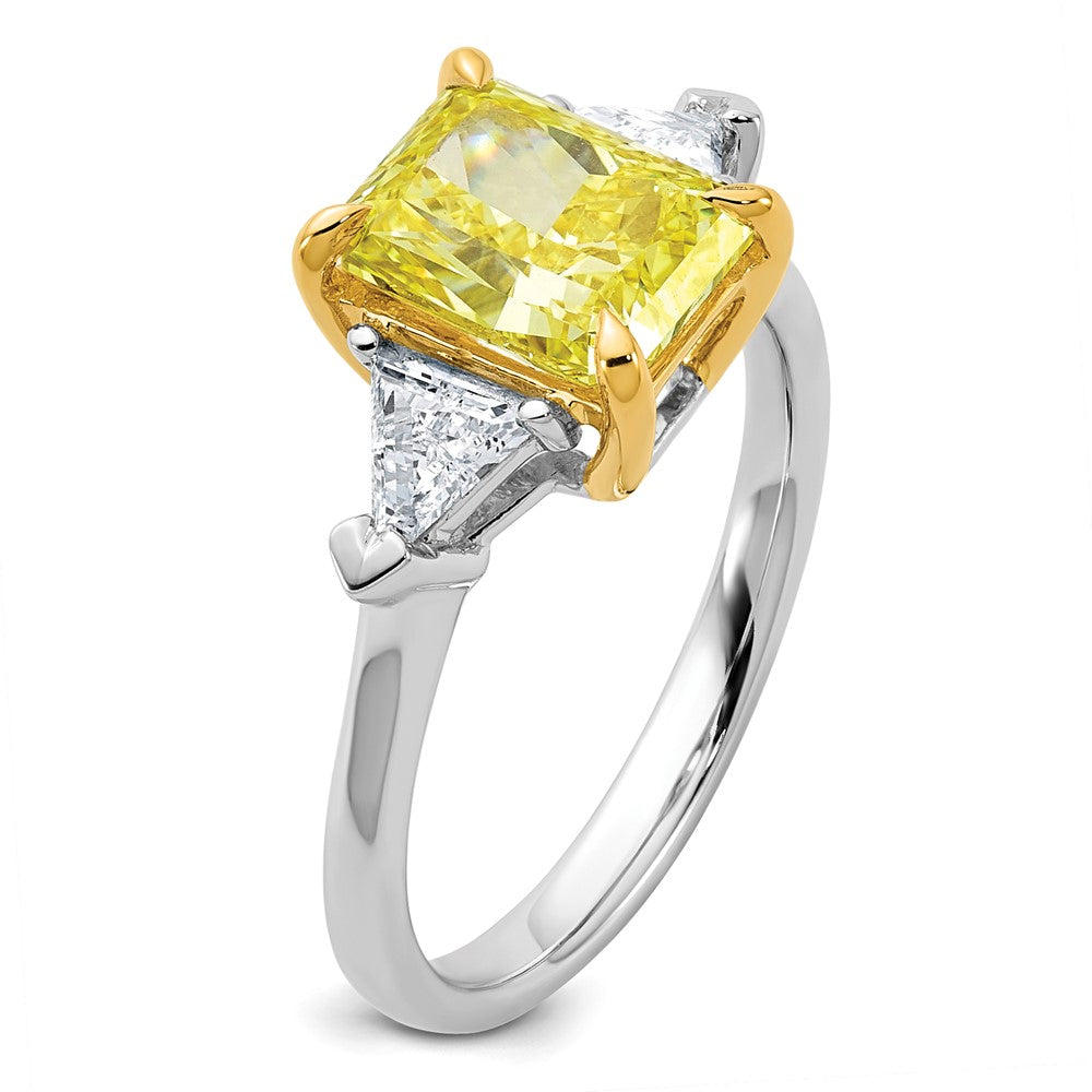 14ktt Lab Grown Dia. Radiant VS+ Cert. Vivid Yellow & Triangle VS+ F+ Ring