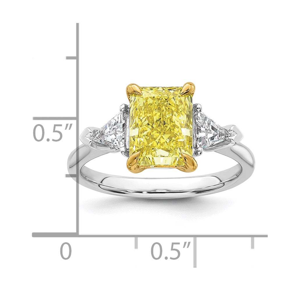 14ktt Lab Grown Dia. Radiant VS+ Cert. Vivid Yellow & Triangle VS+ F+ Ring