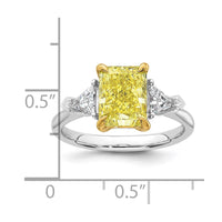 14ktt Lab Grown Dia. Radiant VS+ Cert. Vivid Yellow & Triangle VS+ F+ Ring