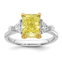 14ktt Lab Grown Dia. Radiant VS+ Cert. Vivid Yellow & Triangle VS+ F+ Ring