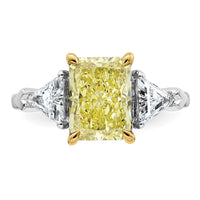 Emma Grace 14ktt 4ct LabGrown Dia Cert Vivid Yellow & VS+ F+ Comp Ring