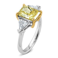 Emma Grace 14ktt 4ct LabGrown Dia Cert Vivid Yellow & VS+ F+ Comp Ring