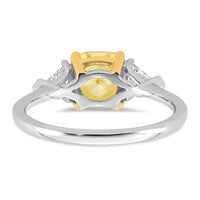 14ktt Lab Grown Dia. Cushion VS+ Cert. Vivid Yellow & Trillion VS+ F+ Ring