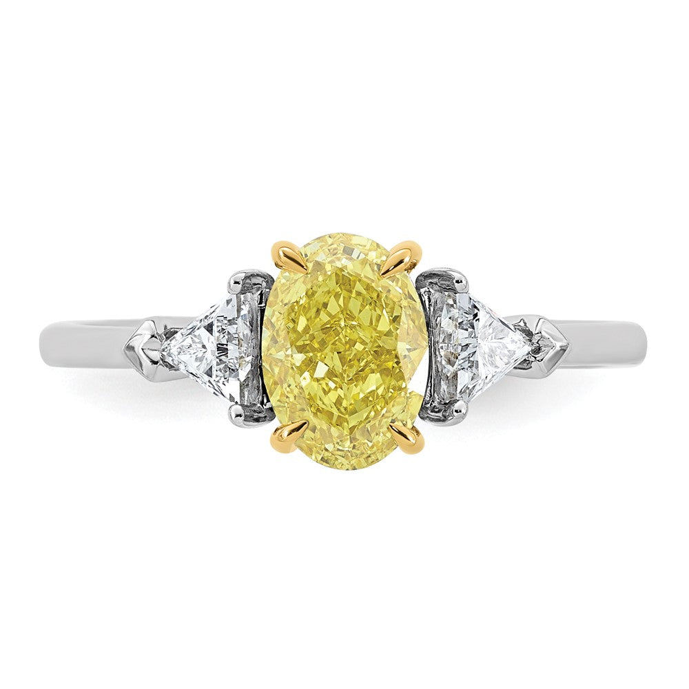 Emma Grace 14ktt 1 1/2ct LabGrown Dia Cert Vivid Yellow & VS+ F+ Comp Ring