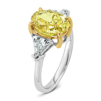 Emma Grace 14ktt 4 1/2ct LabGrown Dia Cert Vivid Yellow & VS+ F+ Comp Ring