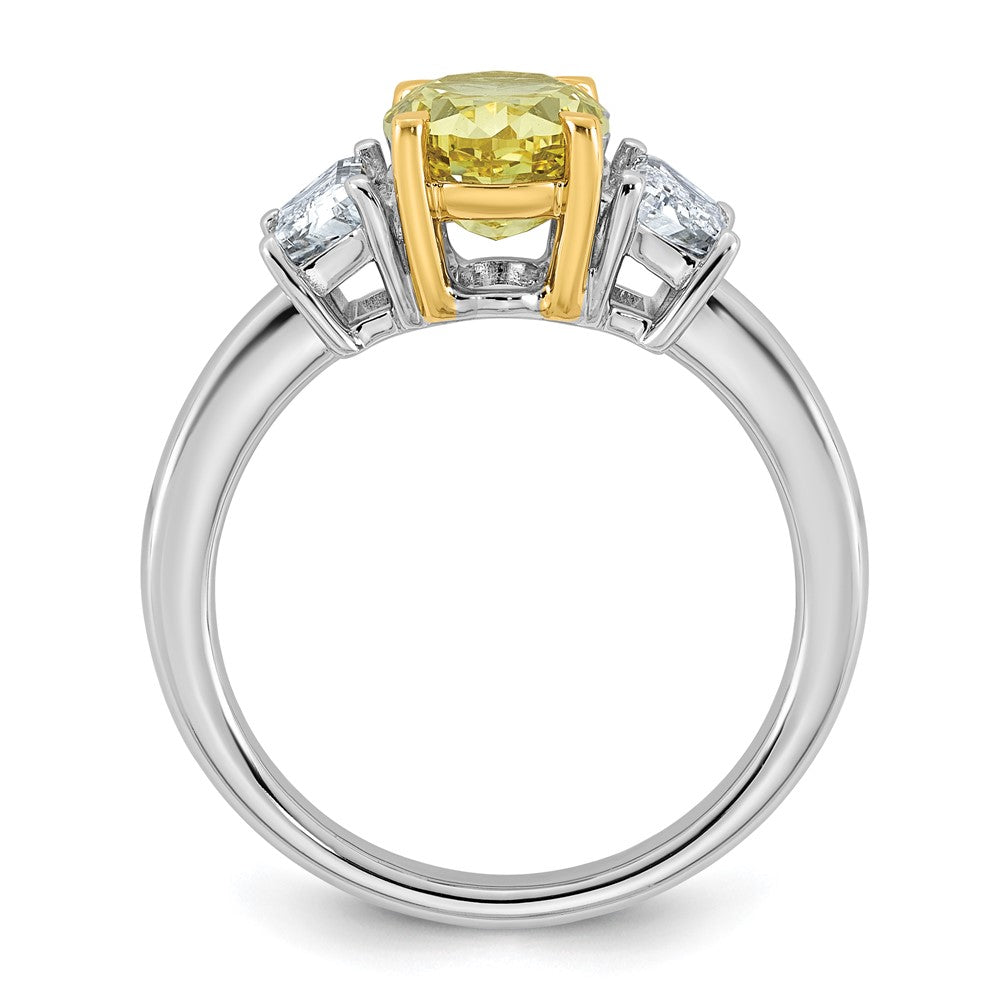 14ktt Lab Grown Dia. Oval VS+ Cert. Vivid Yellow & Trapezoid VS+ F+ Ring