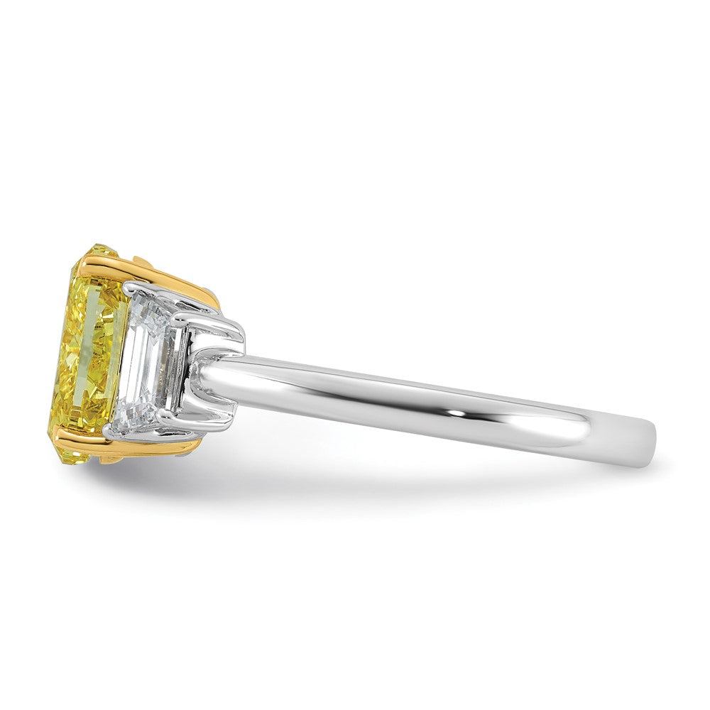 14ktt Lab Grown Dia. Oval VS+ Cert. Vivid Yellow & Trapezoid VS+ F+ Ring