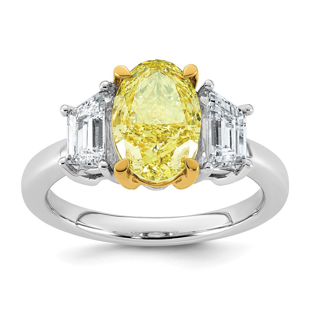 Emma Grace 14ktt 4 1/3ct LabGrown Dia Cert Vivid Yellow & VS+ F+ Comp Ring