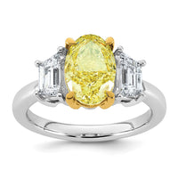 Emma Grace 14ktt 4 1/3ct LabGrown Dia Cert Vivid Yellow & VS+ F+ Comp Ring