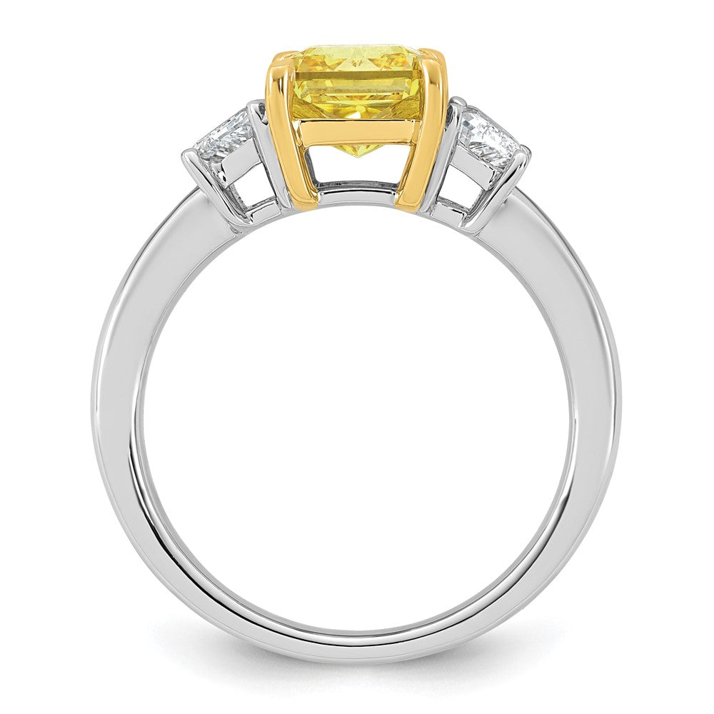 14ktt Lab Grown Dia. Radiant VS+ Cert. Vivid Yellow & Trapezoid VS+ F+ Ring
