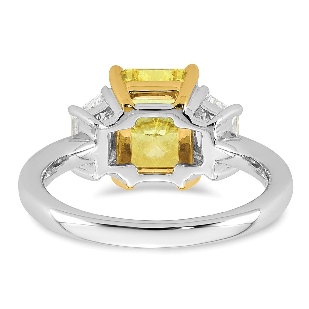 14ktt Lab Grown Dia. Radiant VS+ Cert. Vivid Yellow & Trapezoid VS+ F+ Ring