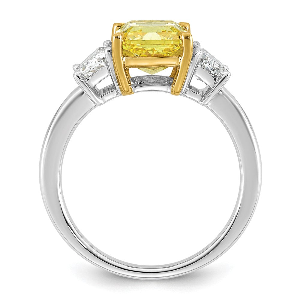 14ktt Lab Grown Dia. Radiant VS+ Cert. Vivid Yellow & Trapezoid VS+ F+ Ring
