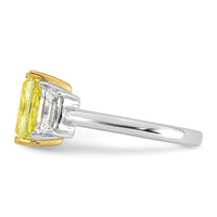 14ktt Lab Grown Dia. Radiant VS+ Cert. Vivid Yellow & Trapezoid VS+ F+ Ring