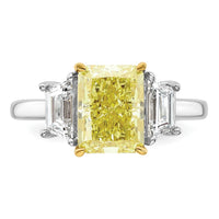 14ktt Lab Grown Dia. Radiant VS+ Cert. Vivid Yellow & Trapezoid VS+ F+ Ring