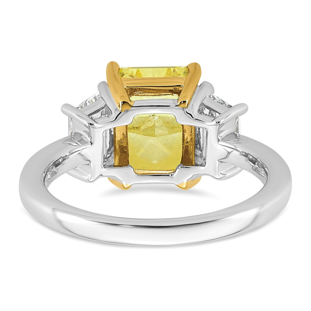 14ktt Lab Grown Dia. Radiant VS+ Cert. Vivid Yellow & Trapezoid VS+ F+ Ring
