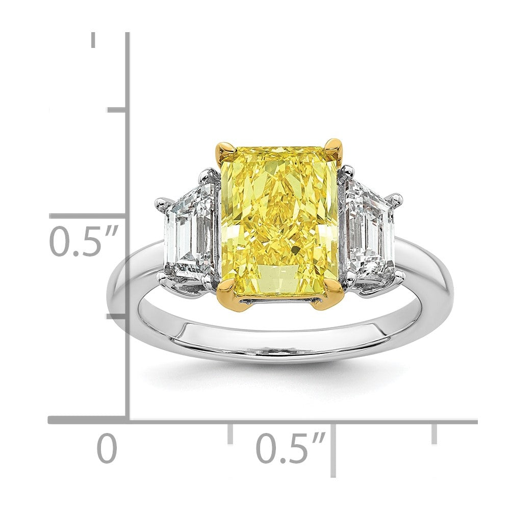 14ktt Lab Grown Dia. Radiant VS+ Cert. Vivid Yellow & Trapezoid VS+ F+ Ring