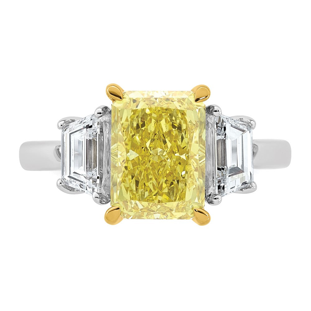 Emma Grace 14ktt 4 1/2ct Lab Grown Dia Cert Vivid Yellow & VS+ F+ Comp Ring